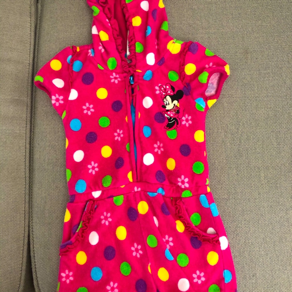 Minnie Mouse zip up swim shorts cover up